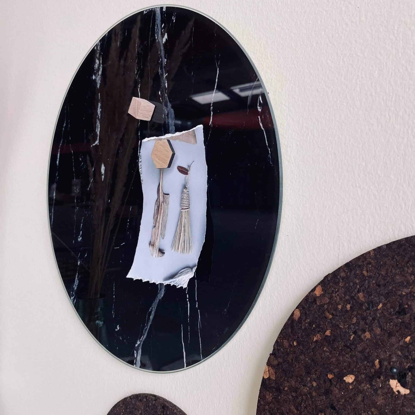 Tavle magnetisk Ø35 Sort marmor - VIAMAJA.DK