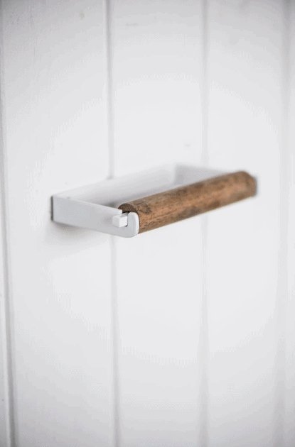 Toiletpapirholder m/trærulle - Hvid - VIAMAJA.DK