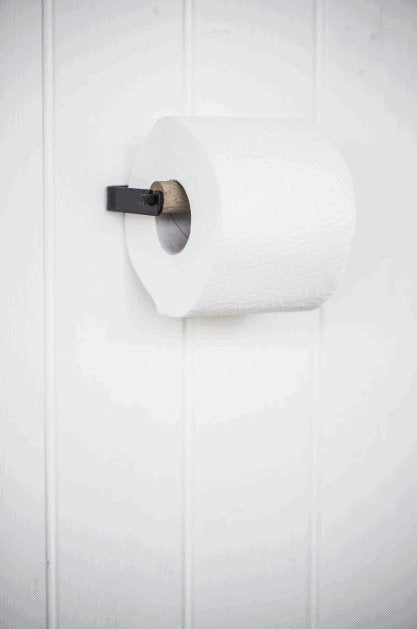 Toiletpapirholder m/trærulle - Sort - VIAMAJA.DK
