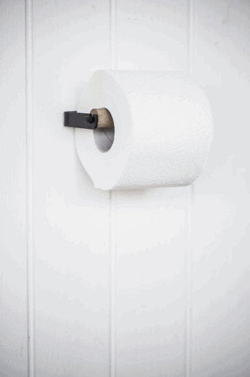 Toiletpapirholder m/trærulle - Sort - VIAMAJA.DK