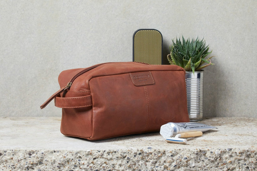 Toilettaske Cognac Leather - VIAMAJA.DK