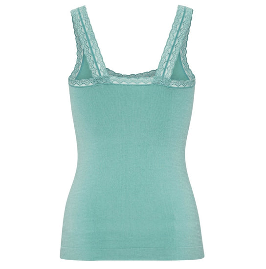 Top med blonde Økotex petrol – Bambus - VIAMAJA.DK