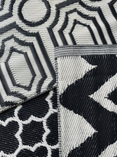 Udendørstæppe 90×180 cm – Black mix - VIAMAJA.DK