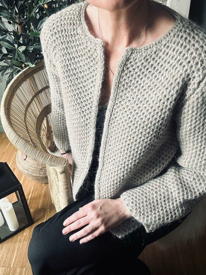 Uldjakke med honeycomb mønster - Taupe - VIAMAJA.DK