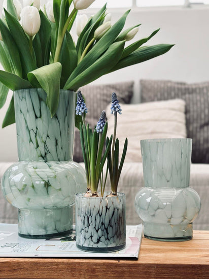 Vase 18cm Mundblæst glas – Green - VIAMAJA.DK