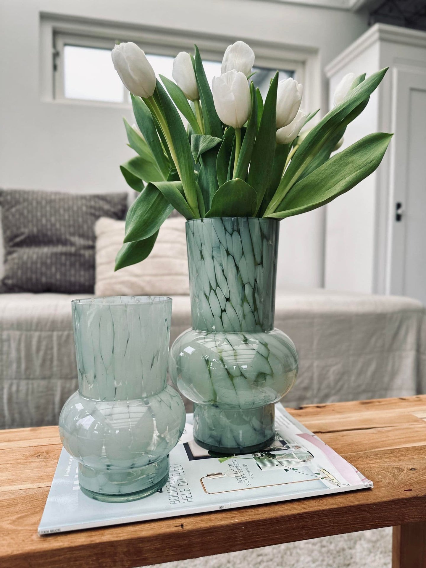Vase 18cm Mundblæst glas – Green - VIAMAJA.DK
