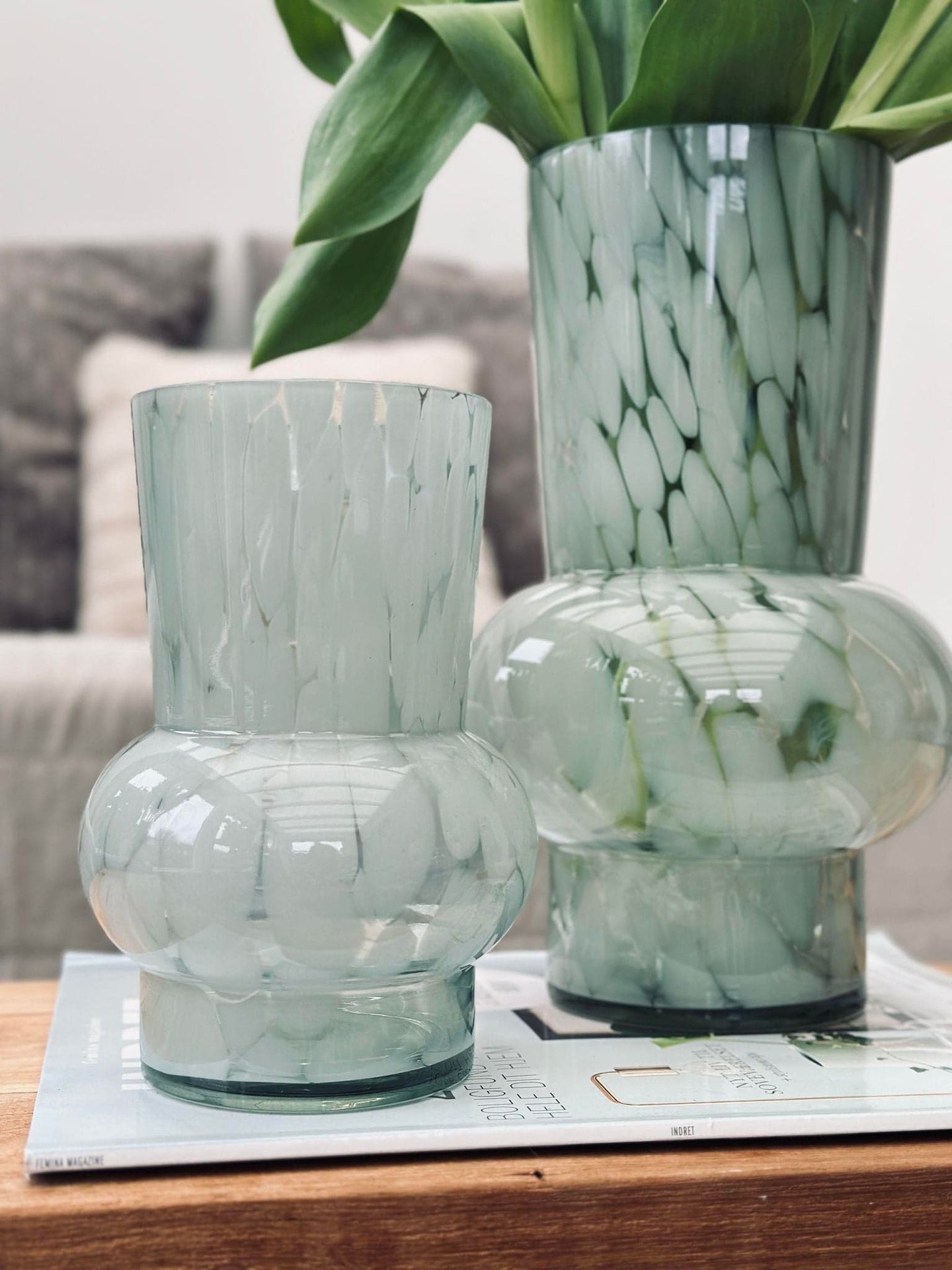 Vase 18cm Mundblæst glas – Green - VIAMAJA.DK