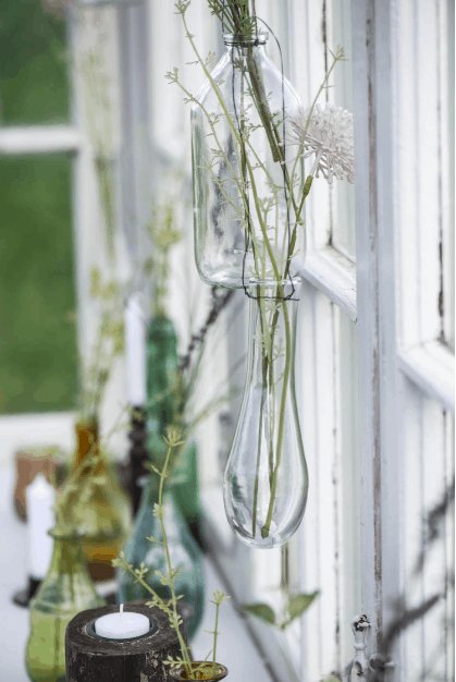 Vase t/ophæng m/wire - mundblæst glas - VIAMAJA.DK
