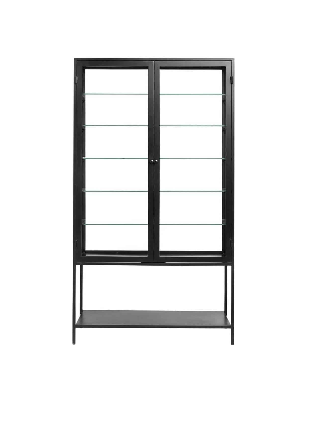 Vitrineskab med glassider - 198X112 - Sort Jern - VIAMAJA.DK