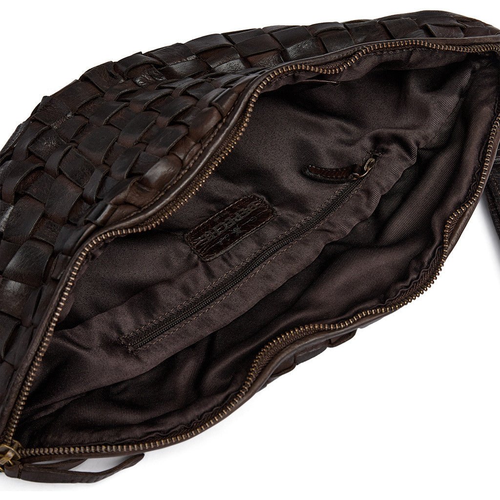 Warsaw bumbag i håndflettet skinn - Dark Brown