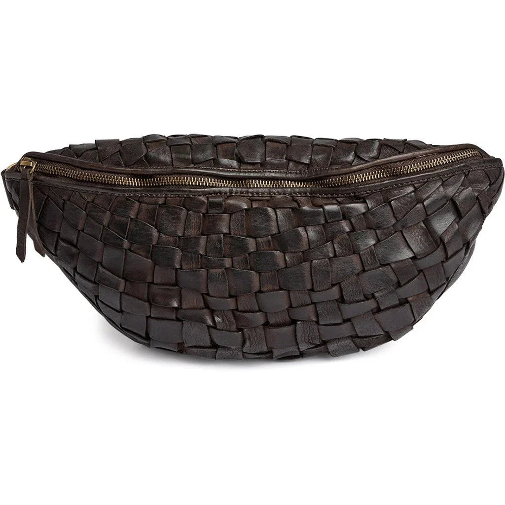 Warsaw bumbag i håndflettet skinn - Dark Brown