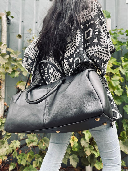 Weekendtaske - Black leather - VIAMAJA.DK