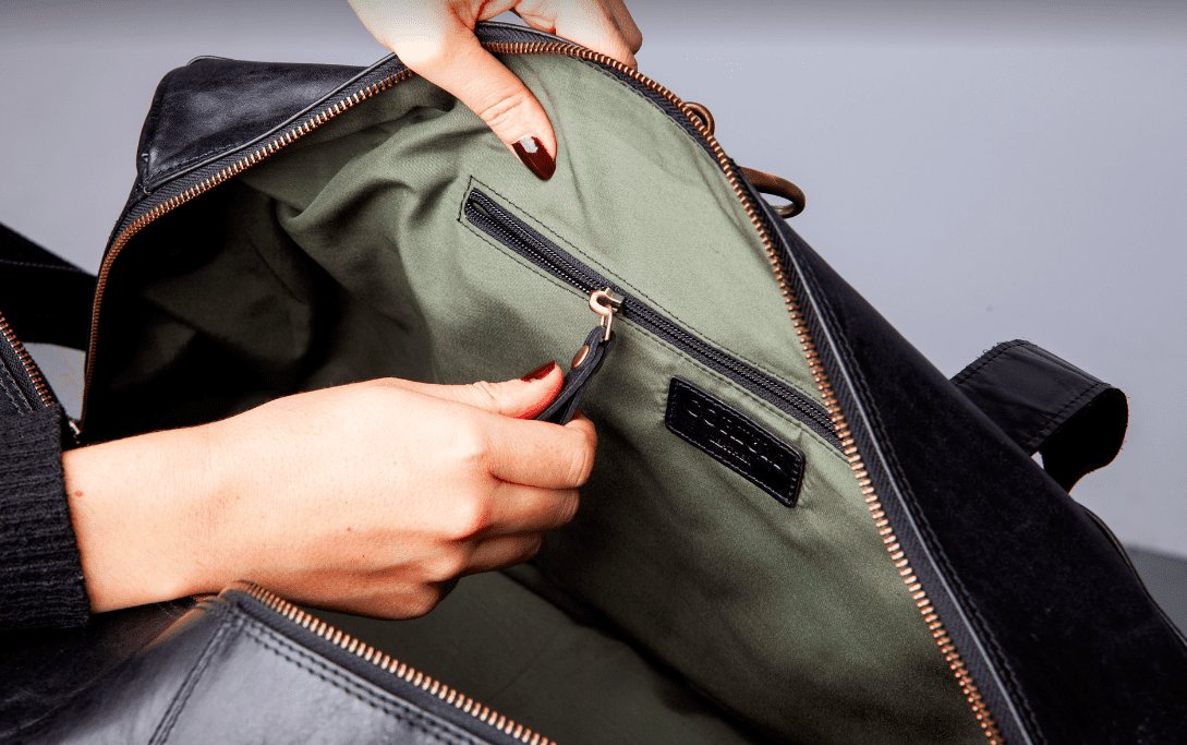 Weekendtaske Holdall sort skind - VIAMAJA.DK