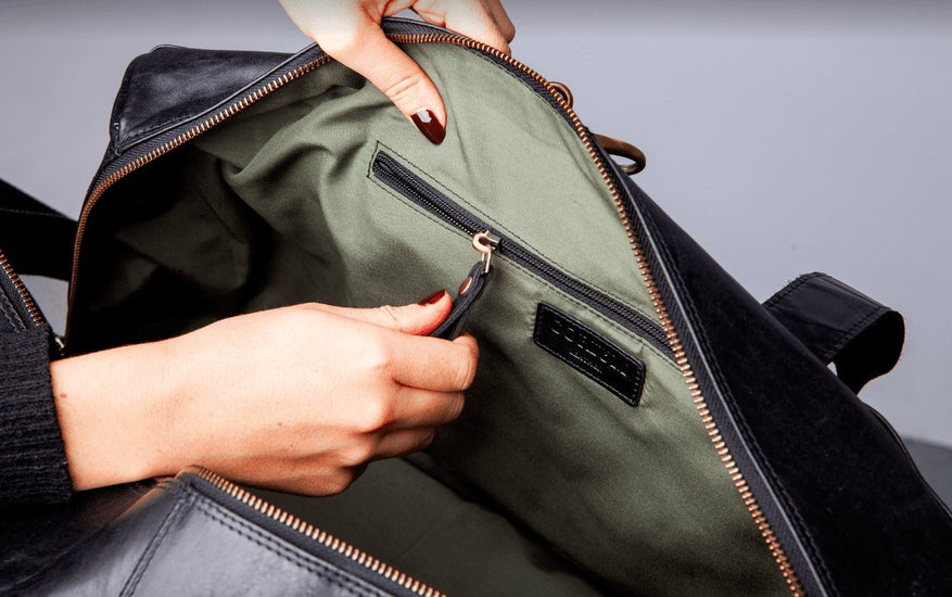 Weekendtaske Holdall sort skind - VIAMAJA.DK