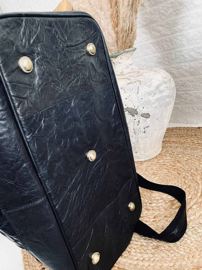 Weekendtaske Holdall sort skind - VIAMAJA.DK