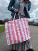XL strandveske med striper - Rød